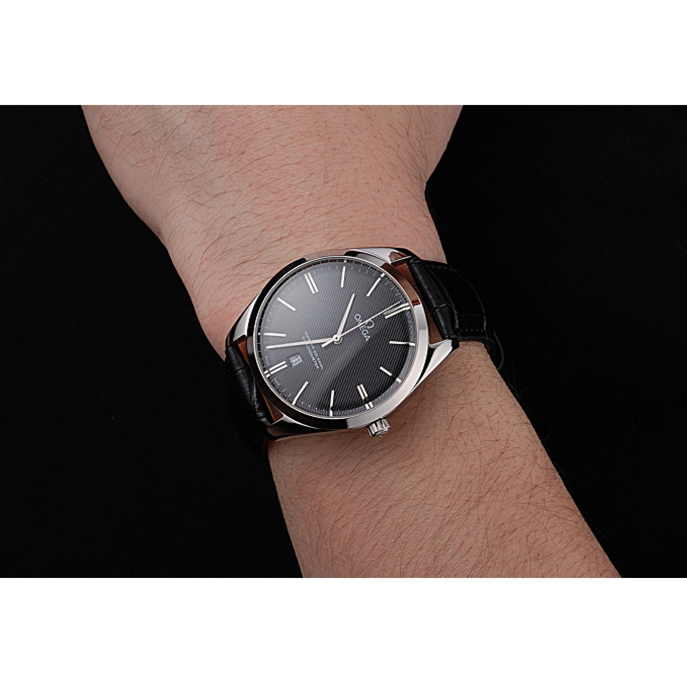 1027 Omega Tresor Master Co-Axial Black Dial Stainless Steel Case Black Leather Strap